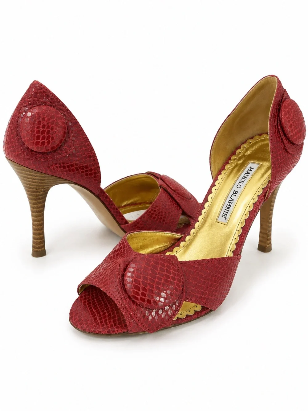 NEW Naughty Monkey Pink Leather D’Orsay Style Snake Embossed High Heels size 8